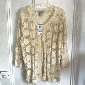 American Rag Charlotte Flower Embroidered Lace Cardigan